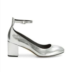 Rebecca Minkoff Bridget Silver Mary Jane Block Heels Women's Size 8.5